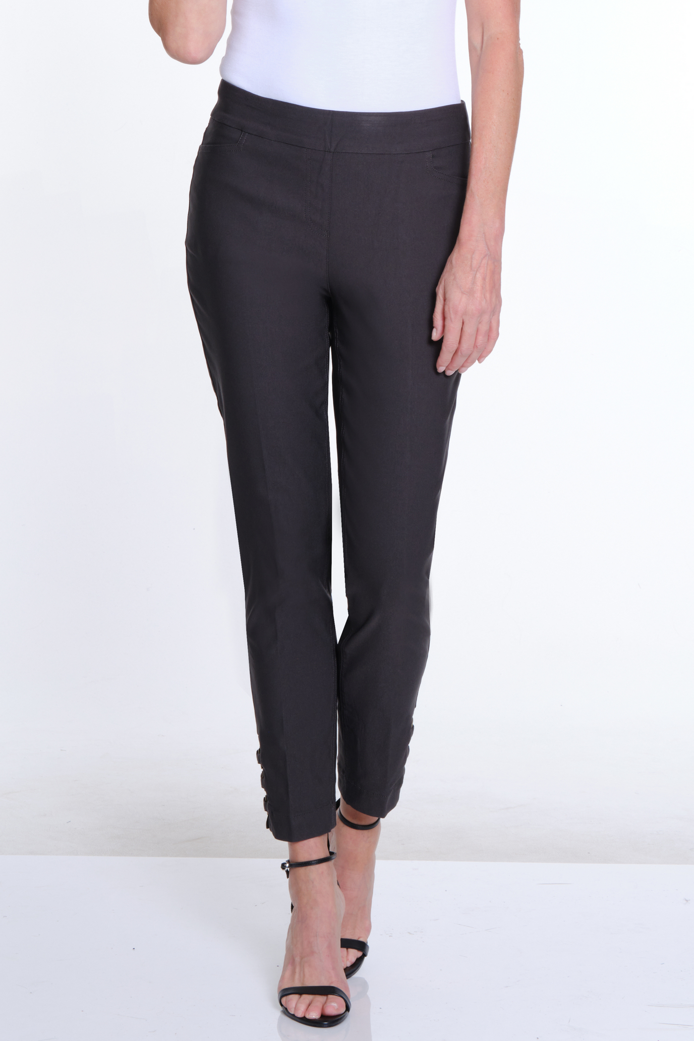 Pull On Solid Twill Ankle Pant - Intense Grey