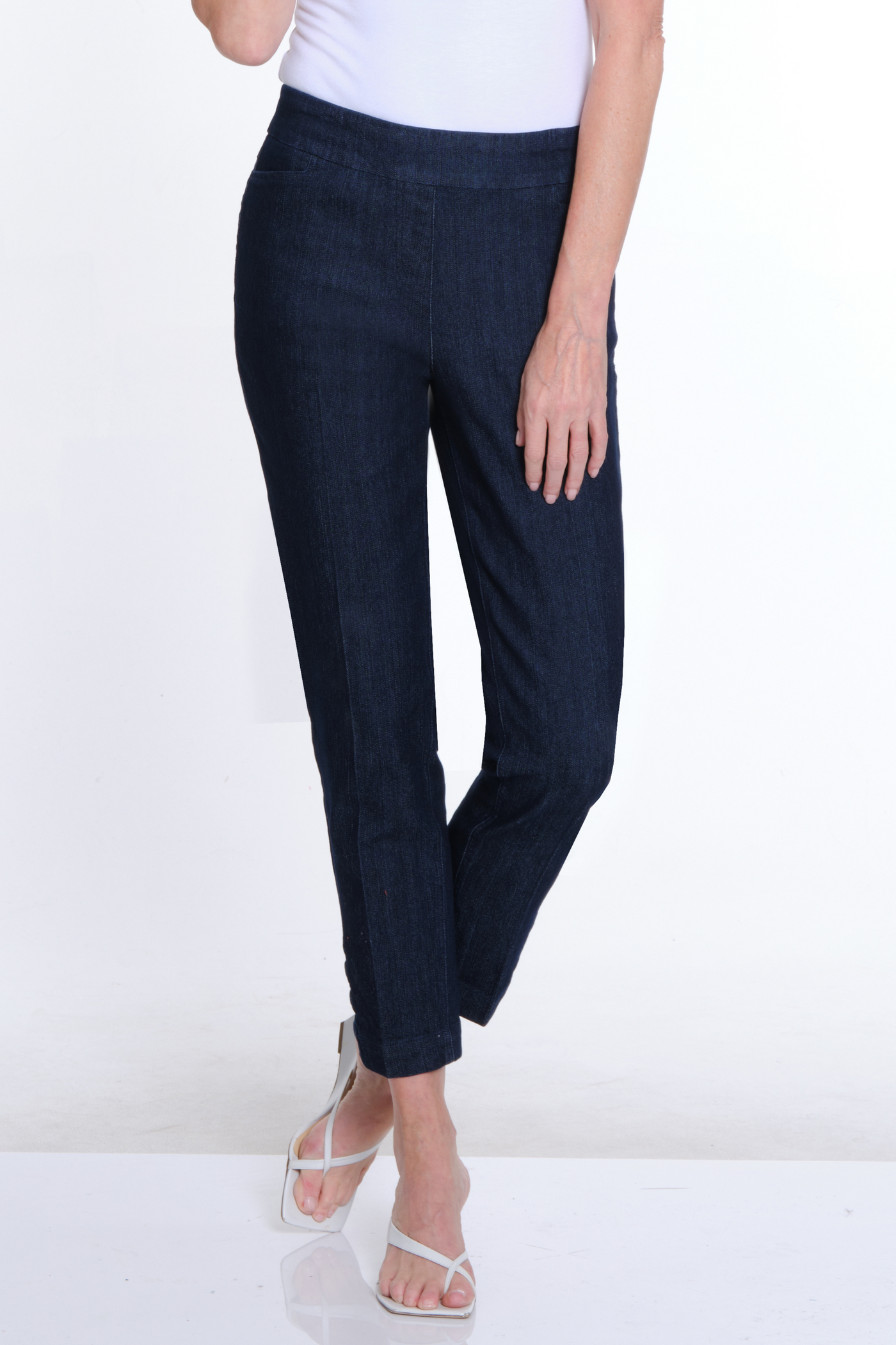 Pull On Solid Twill Ankle Pant - Denim