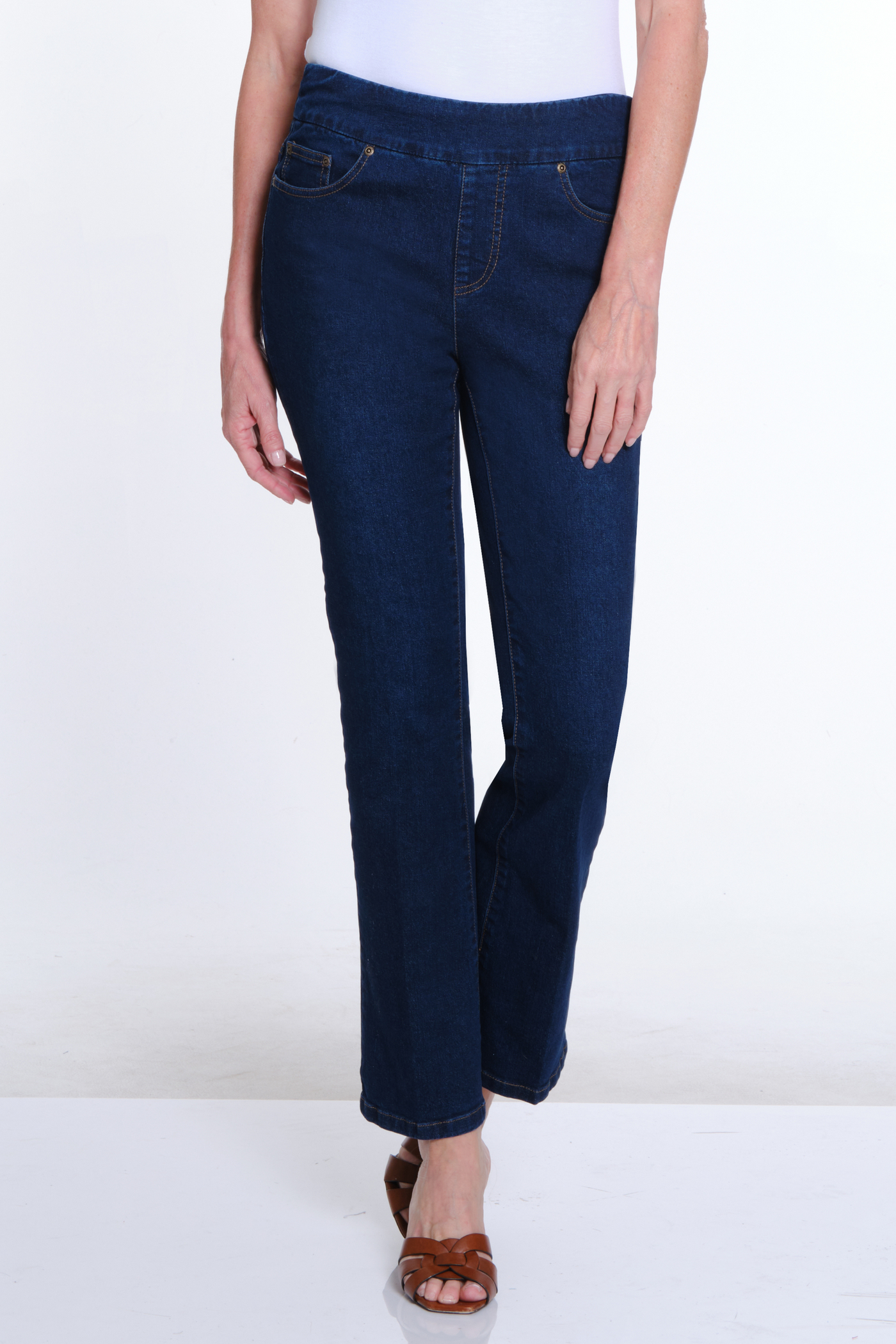 Pull-On Flare Leg Solid Denim Jean - Midnight Indigo