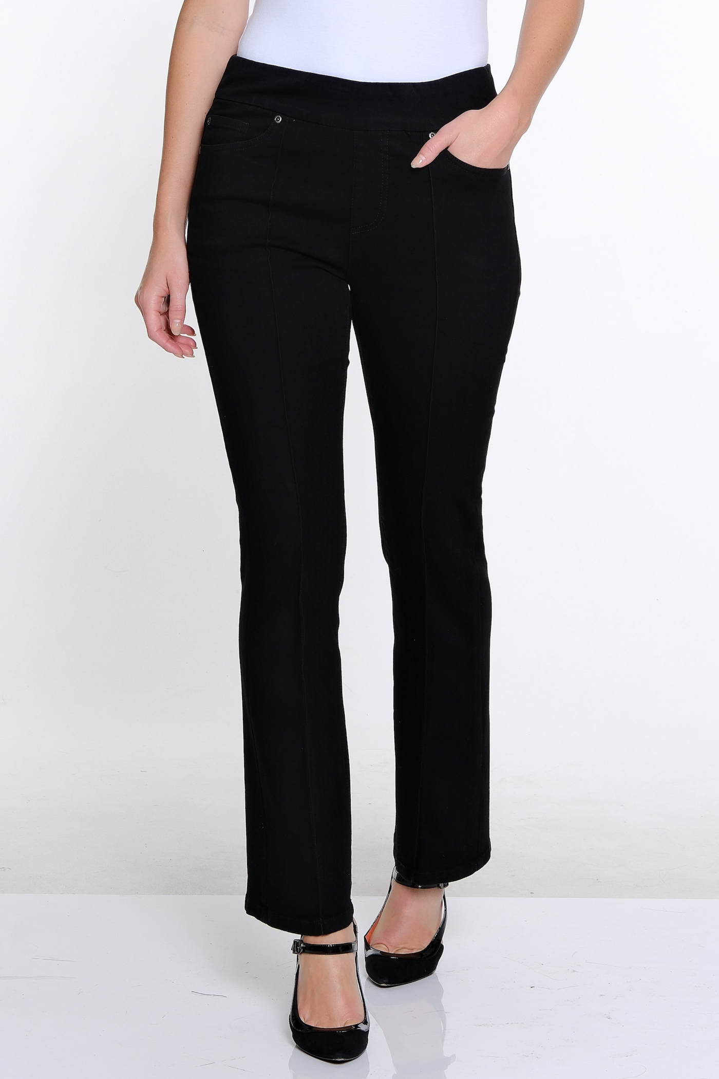 Pintuck Flare Leg Jean- Black Denim