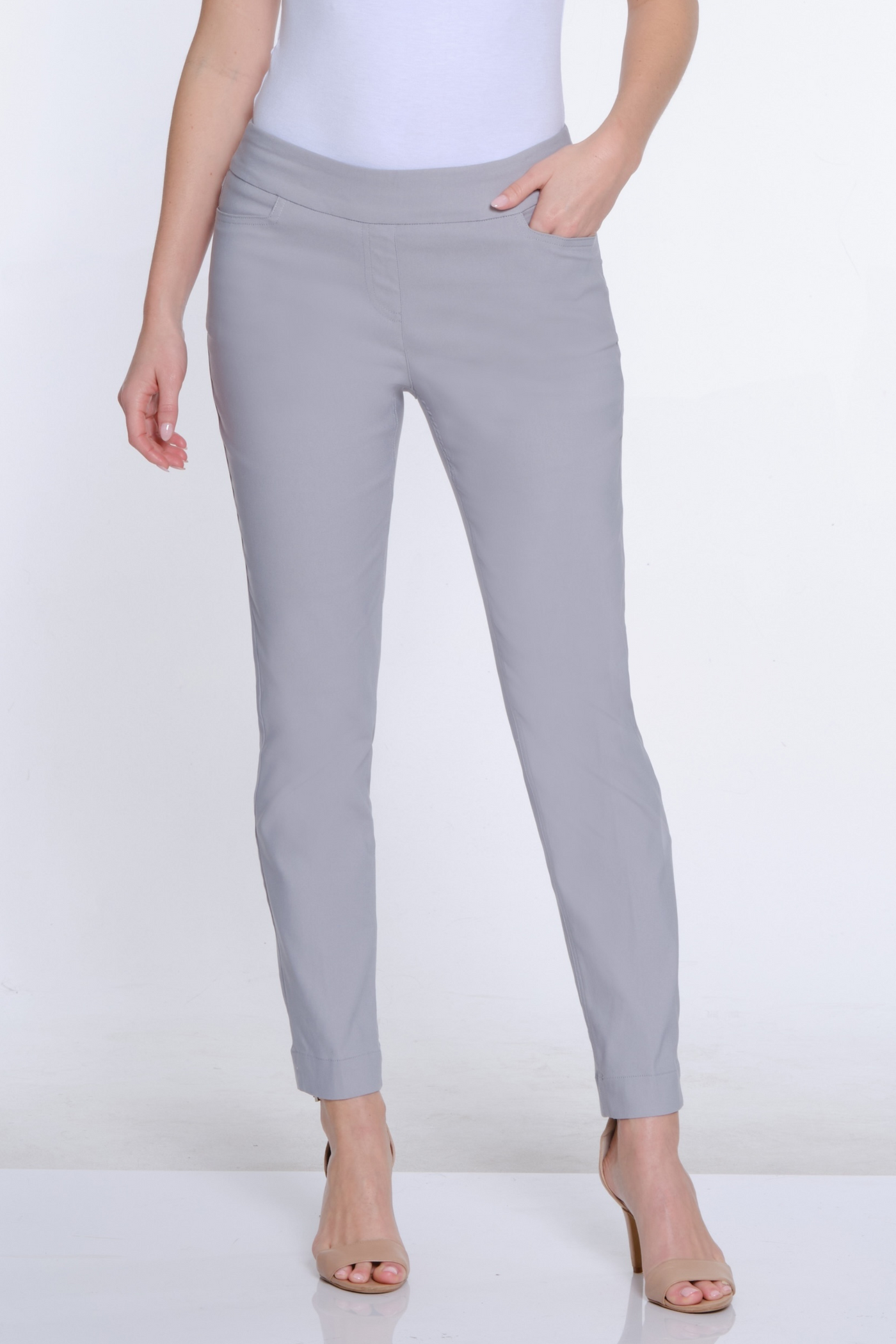 Solid Fine Line Twill Ankle Pant - Sky Grey