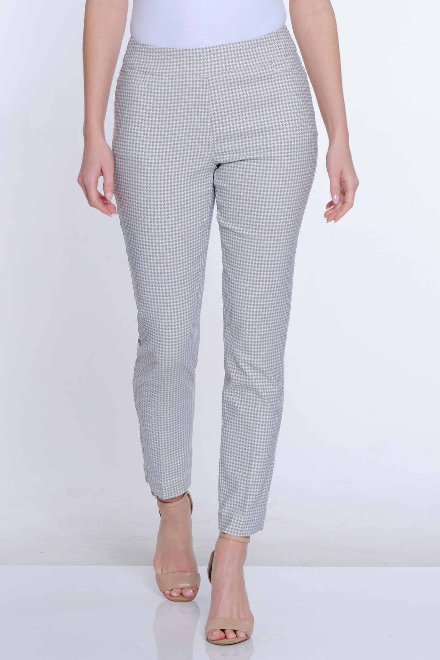 Print Fine Line Ankle Pant - Grey Print