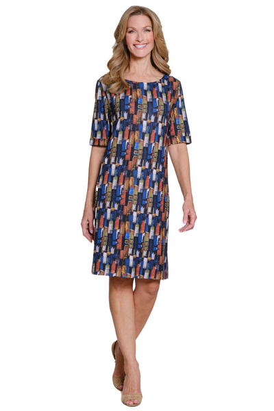 Printed Slub Knit A-Line Dress - Plus - Multi