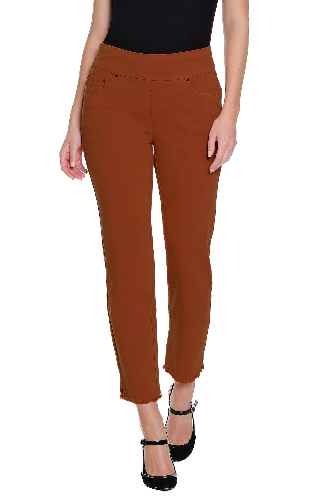 Denim Ankle Jean with Fringe Hem - Women's - Mocha