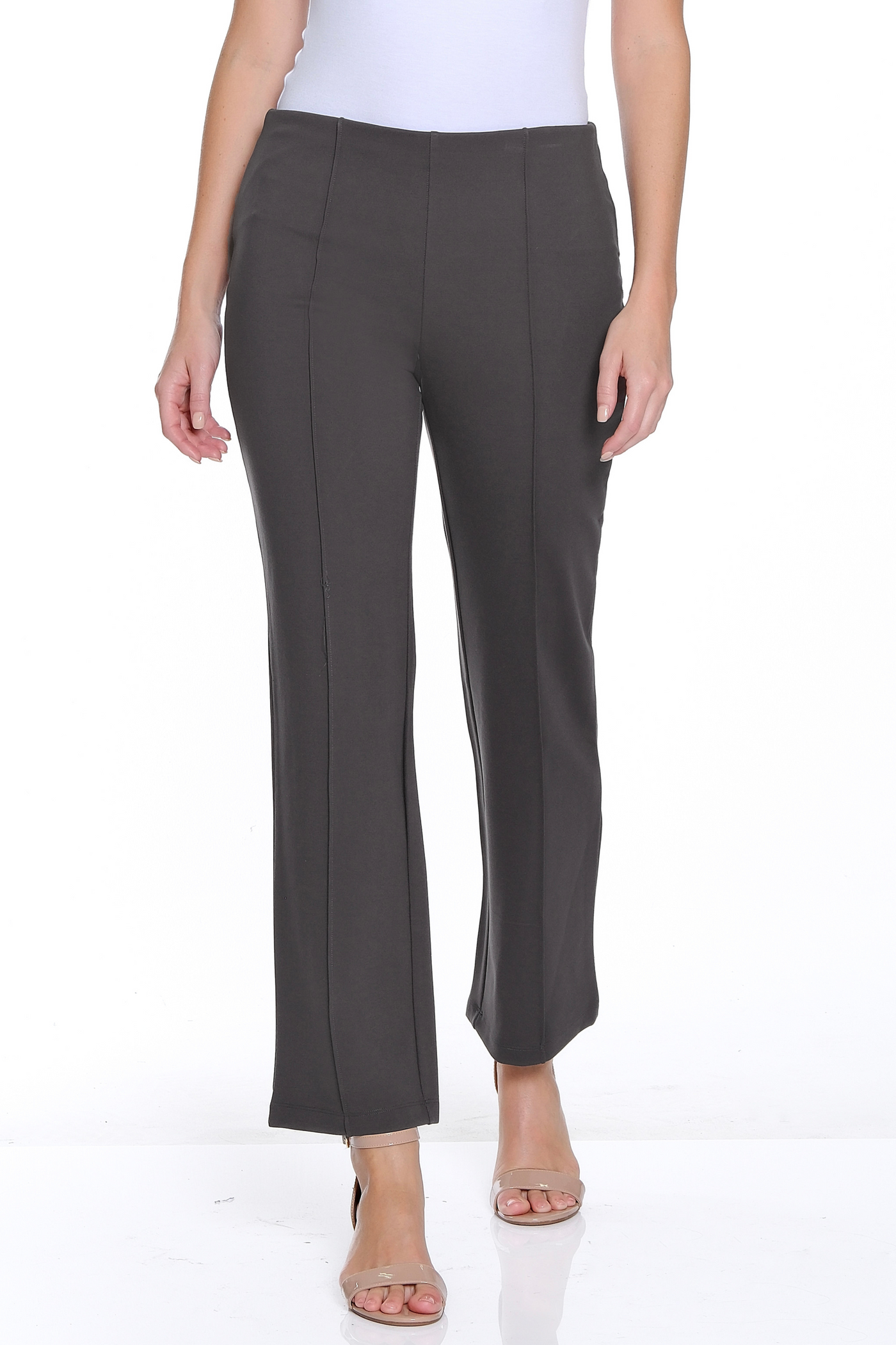 Stretch Ponte Pintuck Flare Leg Pant - Grey