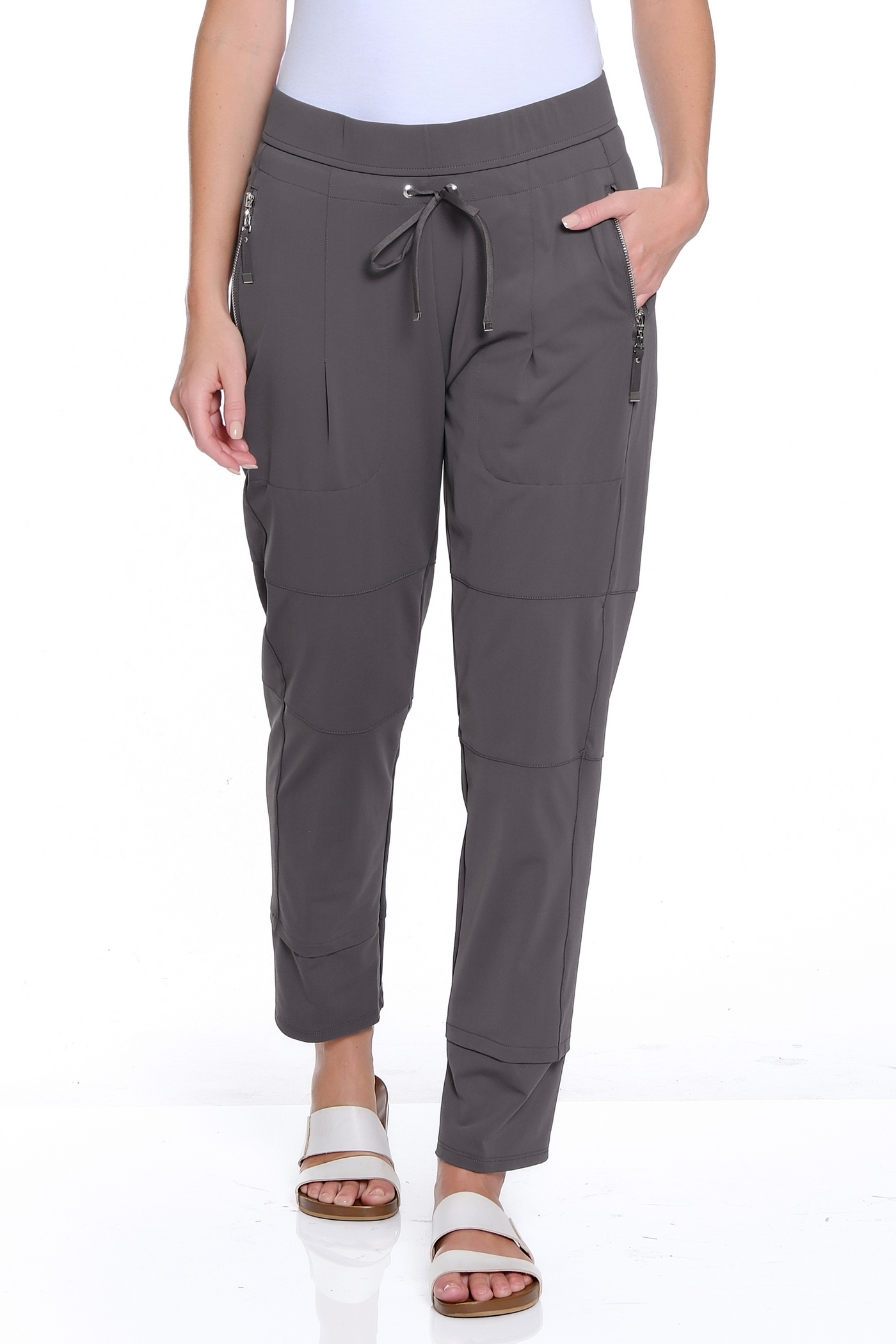 Stretch Knit Jogger Ankle Pant - Grey