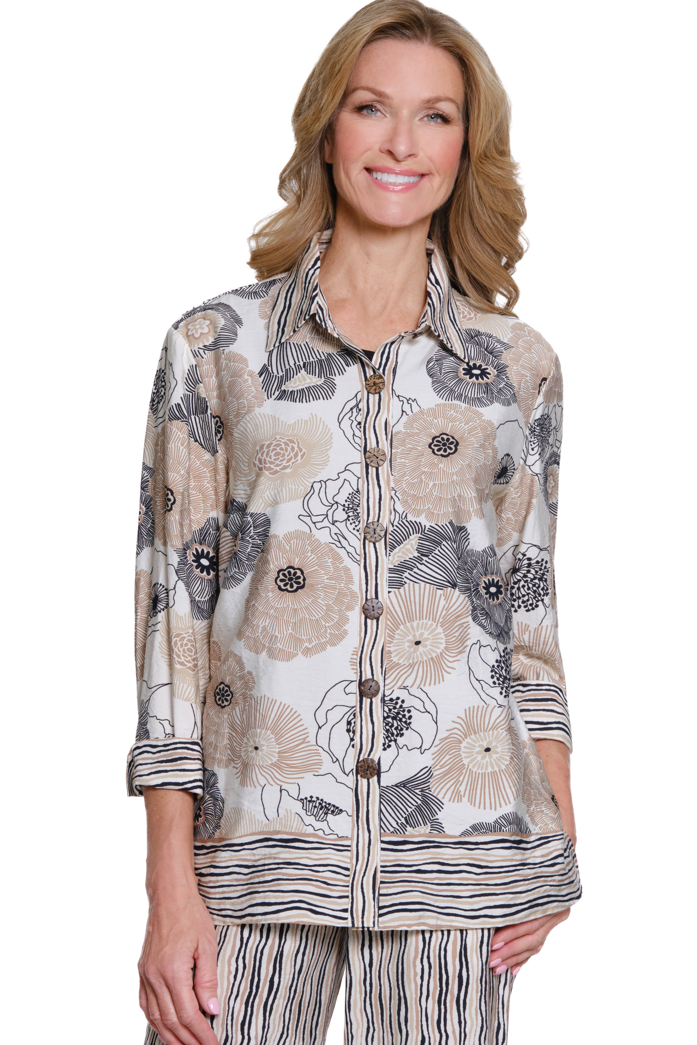 Crinkle Woven Shirt - Black Print