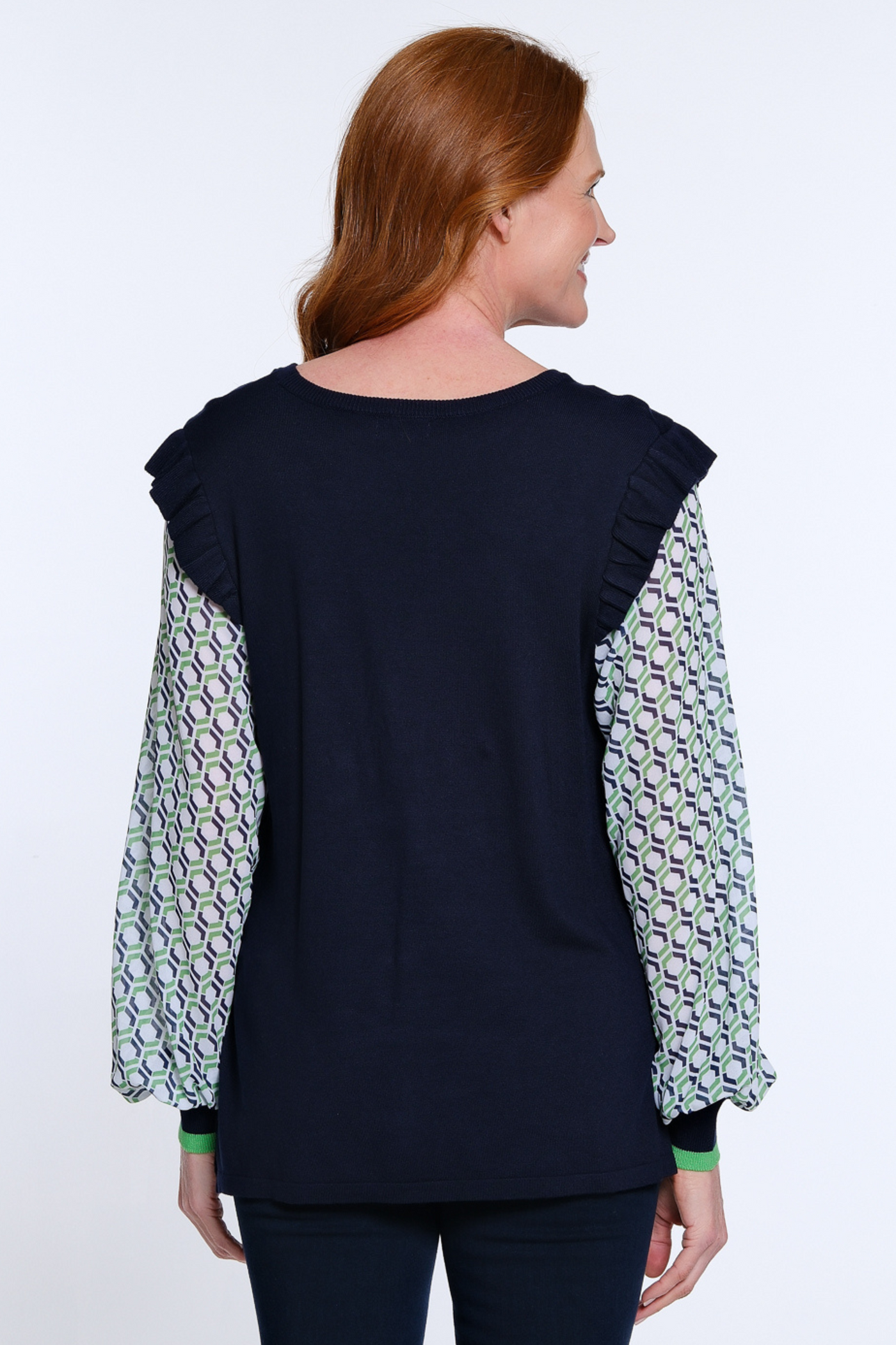 Print Sleeve Sweater - Midnight