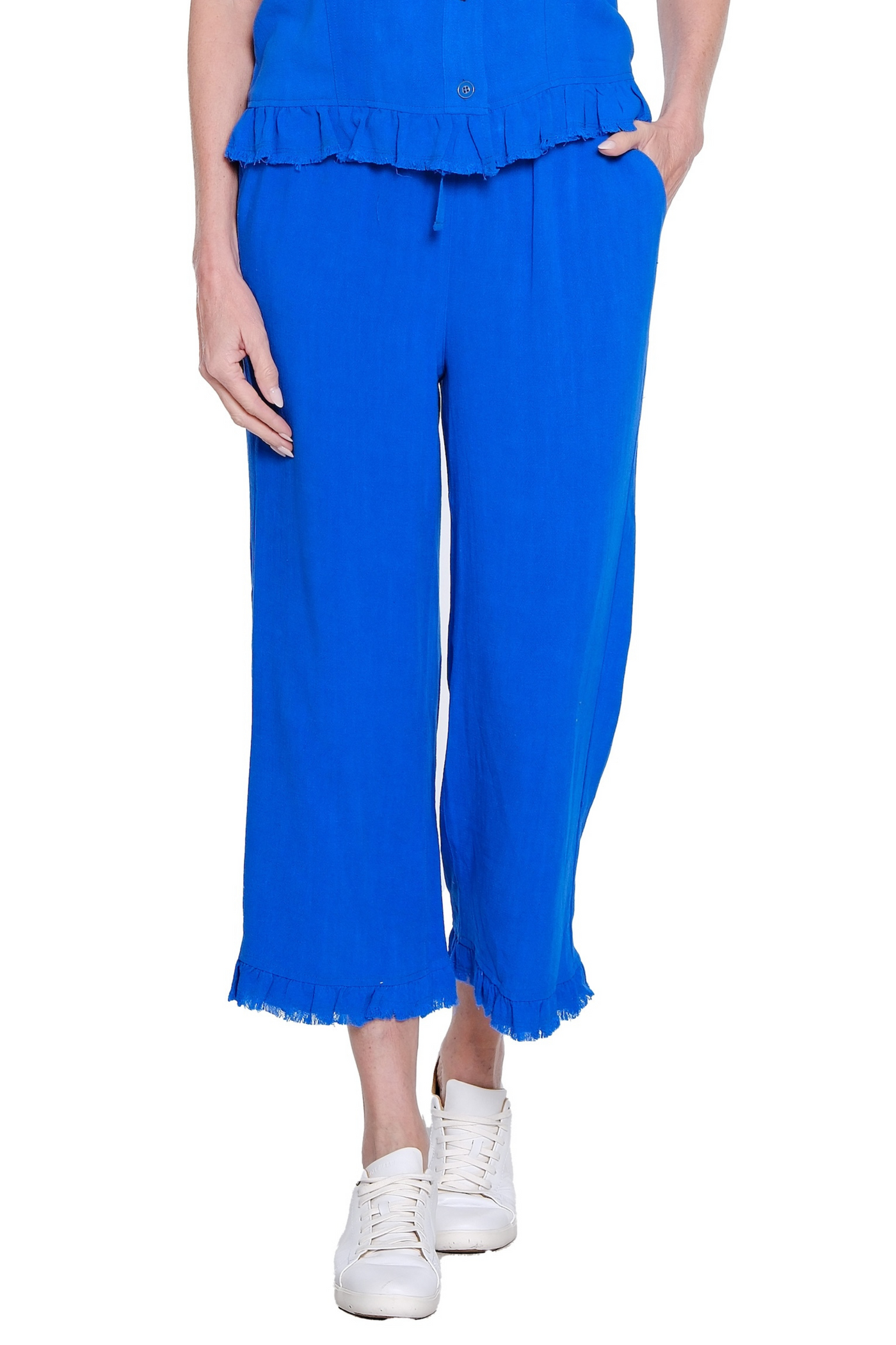 Ruffle Hem Crop Pant - Plus - Bright Royal