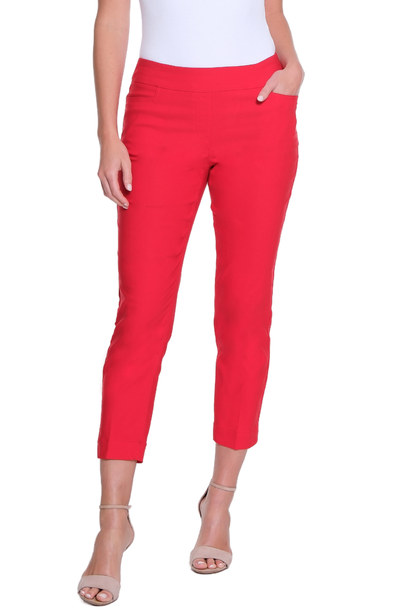 Pull-On Crop Pant With Real Front & Back Pockets - Poppy