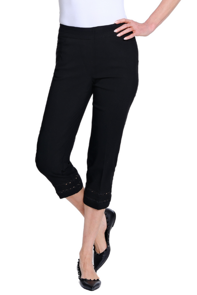 Denim Crop Pant with Detailed Hem - Black