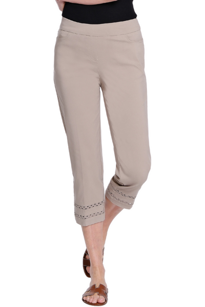 Denim Crop Pant with Detailed Hem - Stone