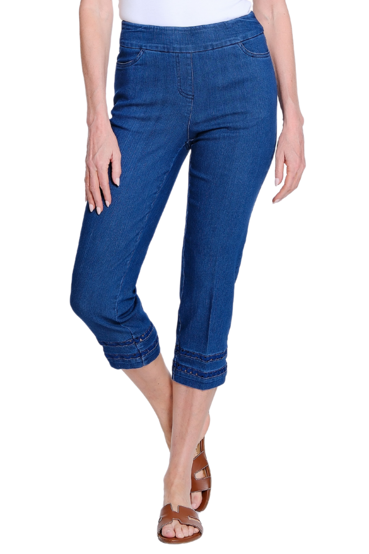 Denim Crop Pant with Detailed Hem - Indigo