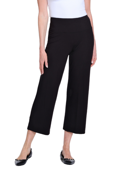 Wide Leg Knit Crop Pant - Black