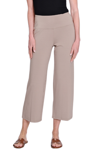 Wide Leg Knit Crop Pant - Stone