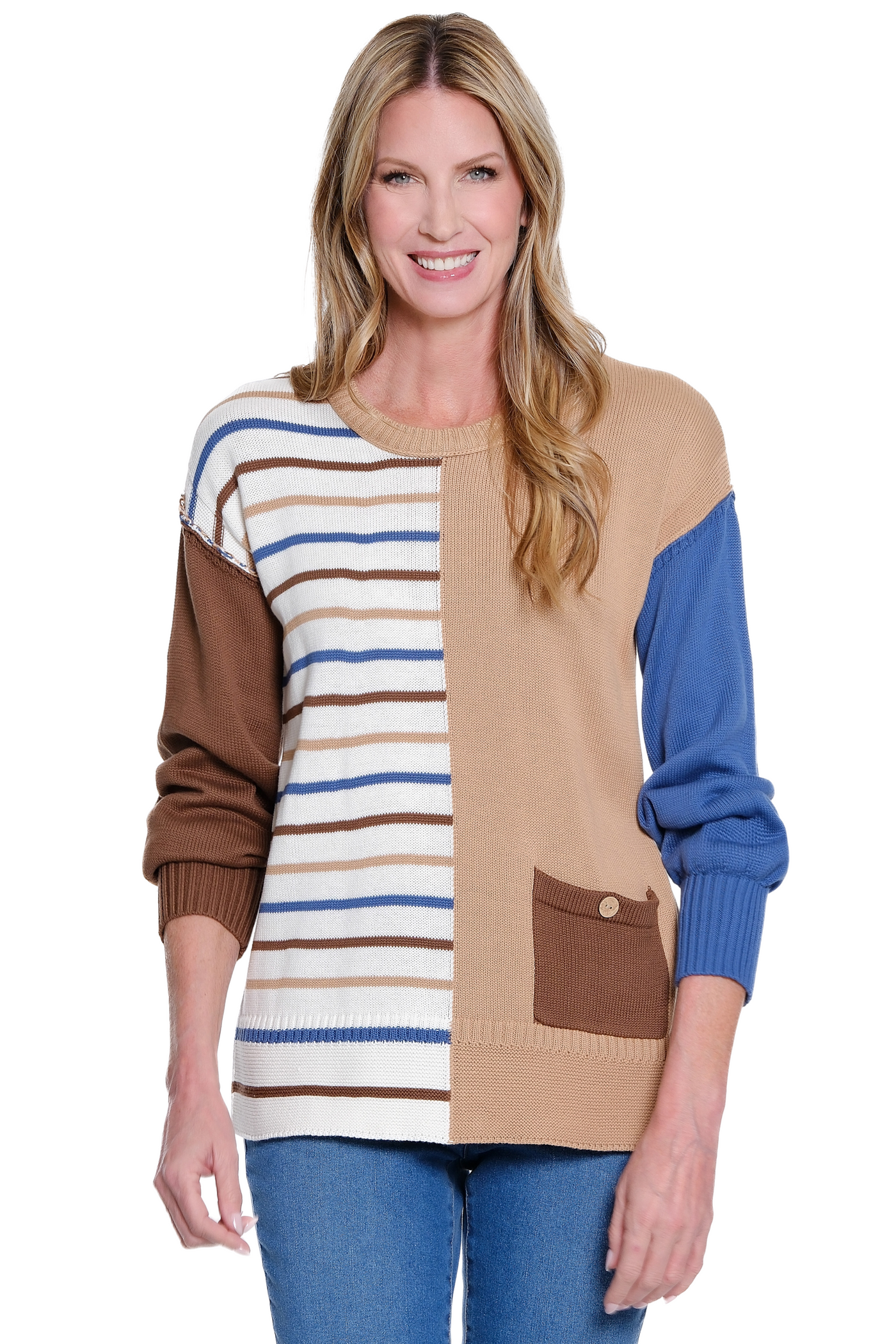 Crewneck Striped Knit Top - Multi