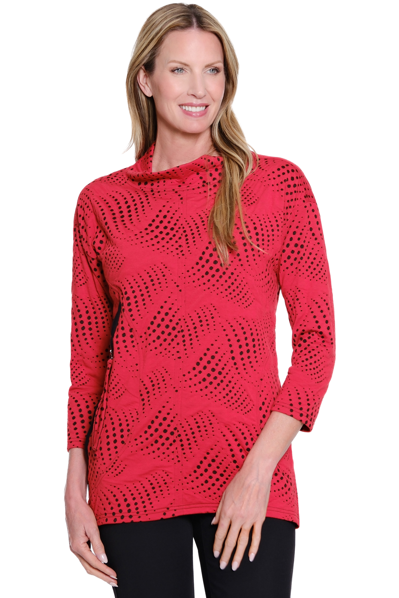 Jacquard Knit Top - Plus - Red
