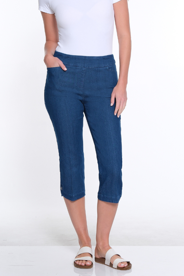 Solid Fine Line Capri- Light Indigo