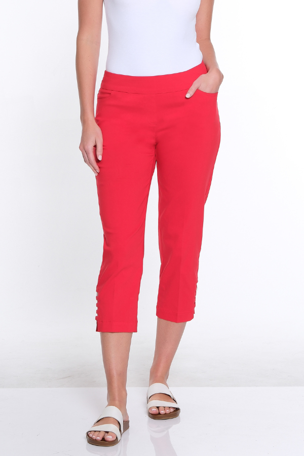 Solid Crop Pant- Red