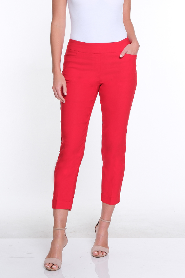 Pull-On Crop Pant With Real Front & Back Pockets - Red