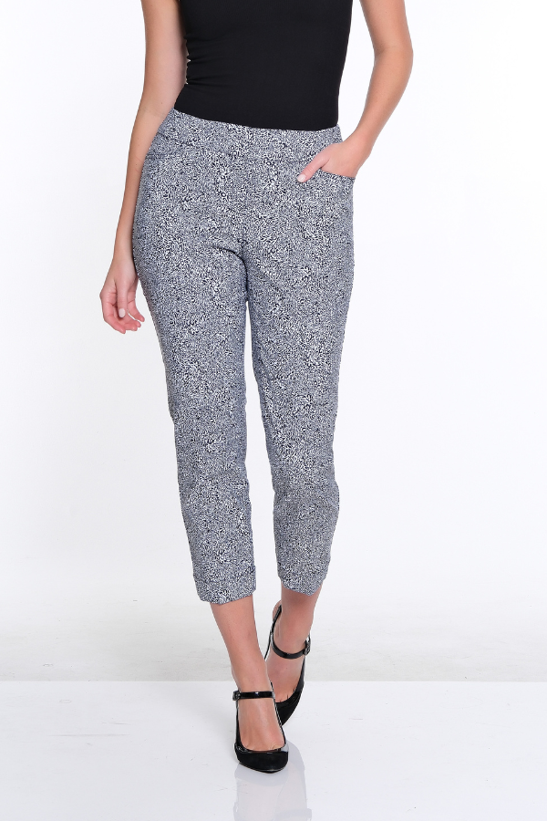 Print Crop Pant- Black Animal