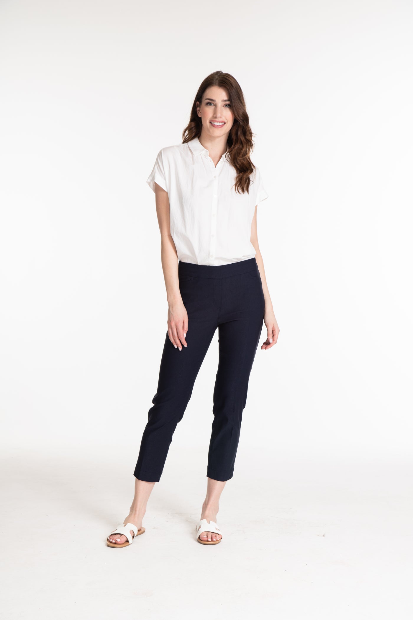 Pull-On Crop Pant With Real Front & Back Pockets - Midnight