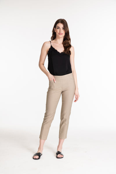 Pull-On Crop Pant With Real Front & Back Pockets - Stone