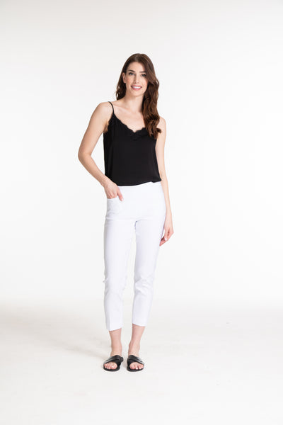 Pull-On Crop Pant With Real Front & Back Pockets - White