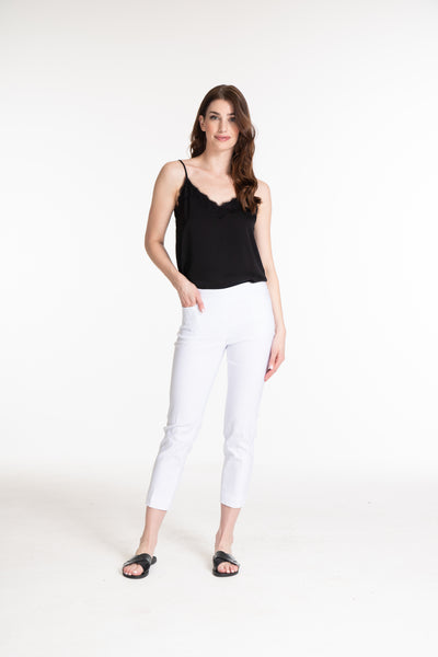 Pull-On Crop Pant With Real Front & Back Pockets - White