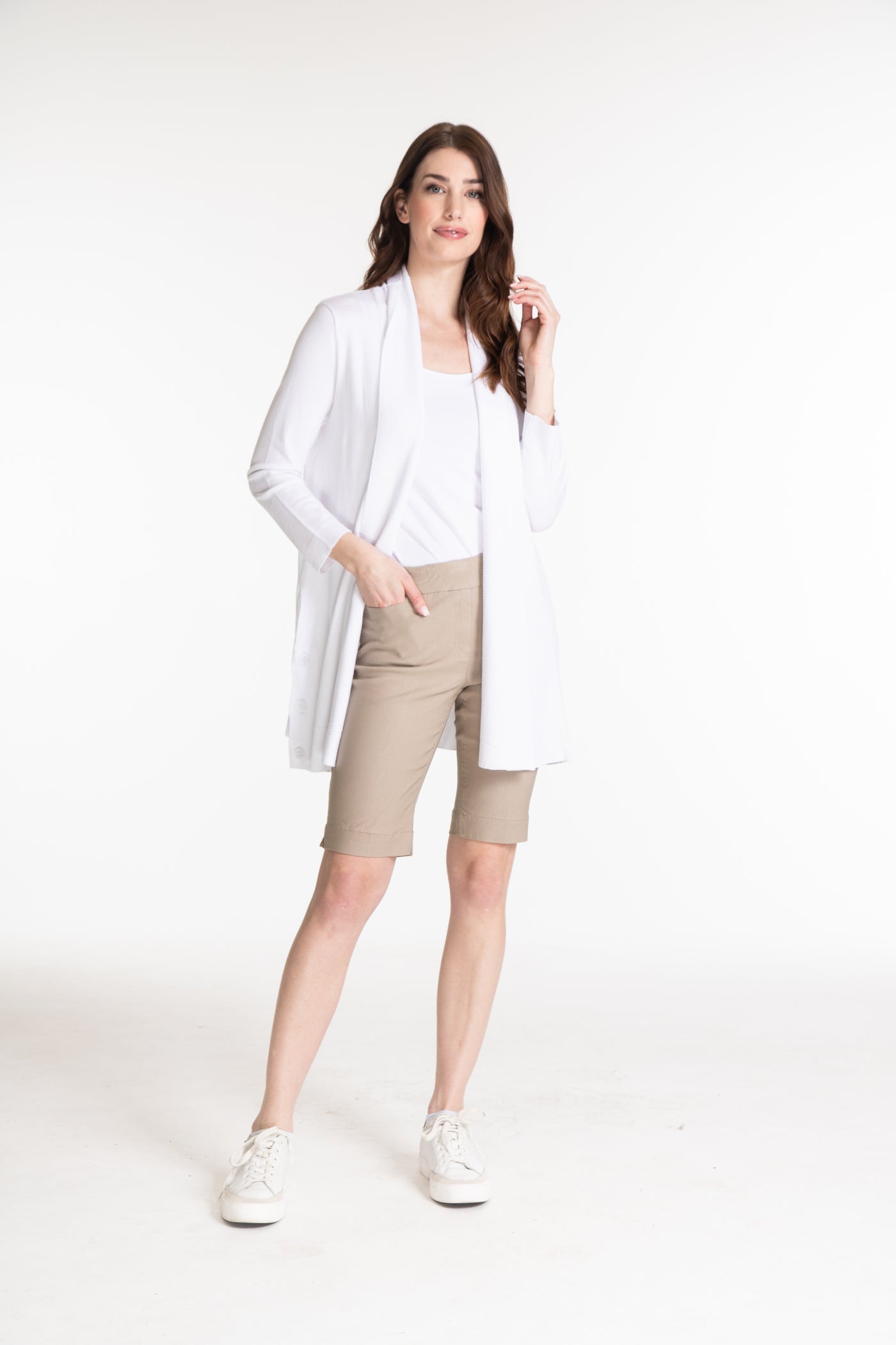 Pull-On Short With Real Front & Back Pockets - Stone