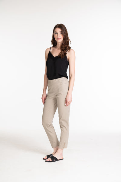 Pull-On 3-Button Hem Vent Ankle Pant - Stone