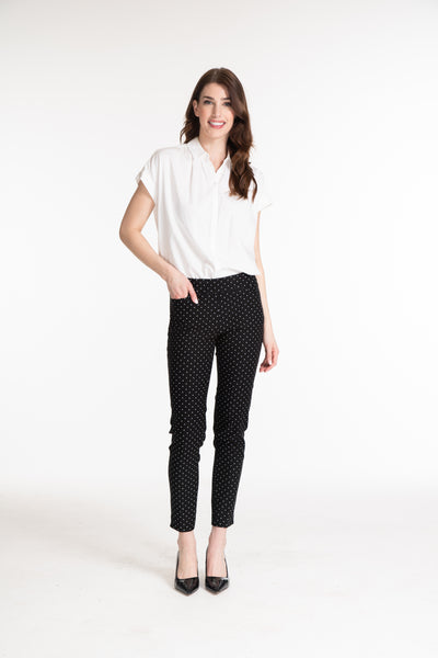 Pull-On Ankle Pant With Real Front & Back Pockets - Black/White Print