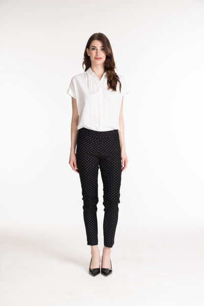 Pull-On Ankle Pant With Real Front & Back Pockets - Black/White Print