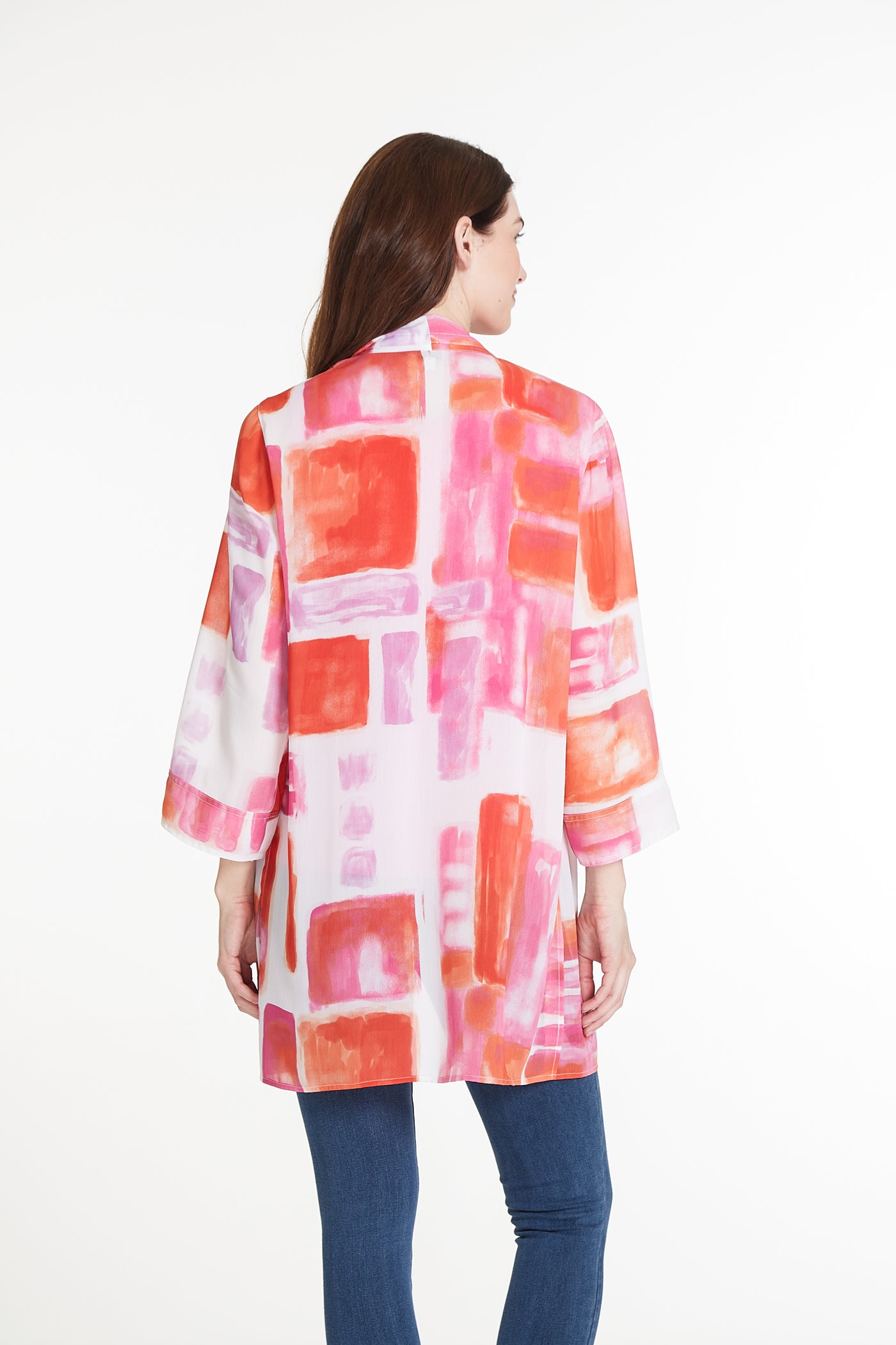 Crinkle Print Kimono Jacket - Multi