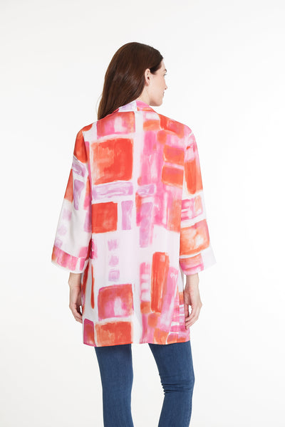 Crinkle Print Kimono Jacket - Women's - Multi