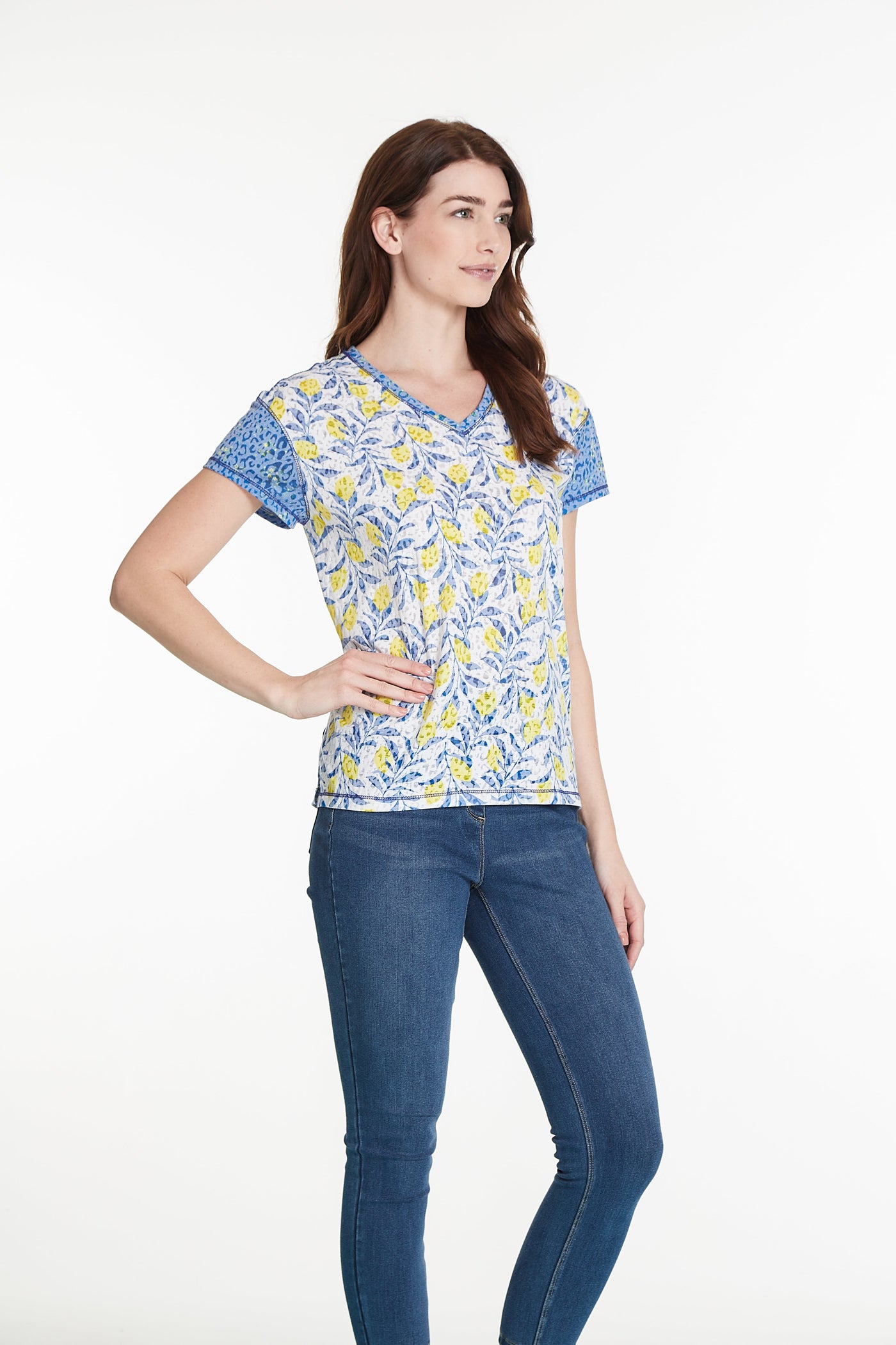 Cap Sleeve Lemon Print Top - Women's - Multi