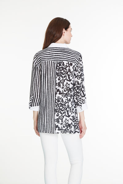 Print Crinkle Woven Shirt - Women's - Black/White Print