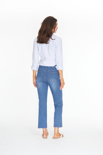 Flare Leg Ankle Jean - Medium Indigo