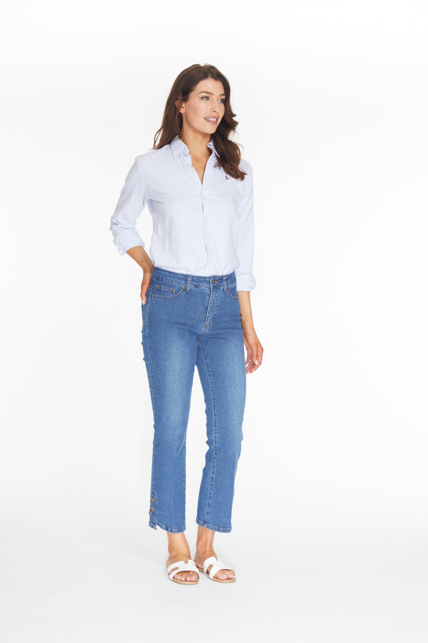 Flare Leg Ankle Jean - Medium Indigo
