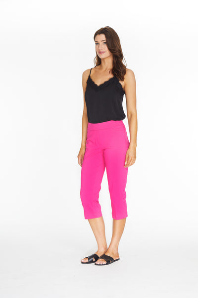 Pull-On Capri Pant With Pockets - Fuchsia