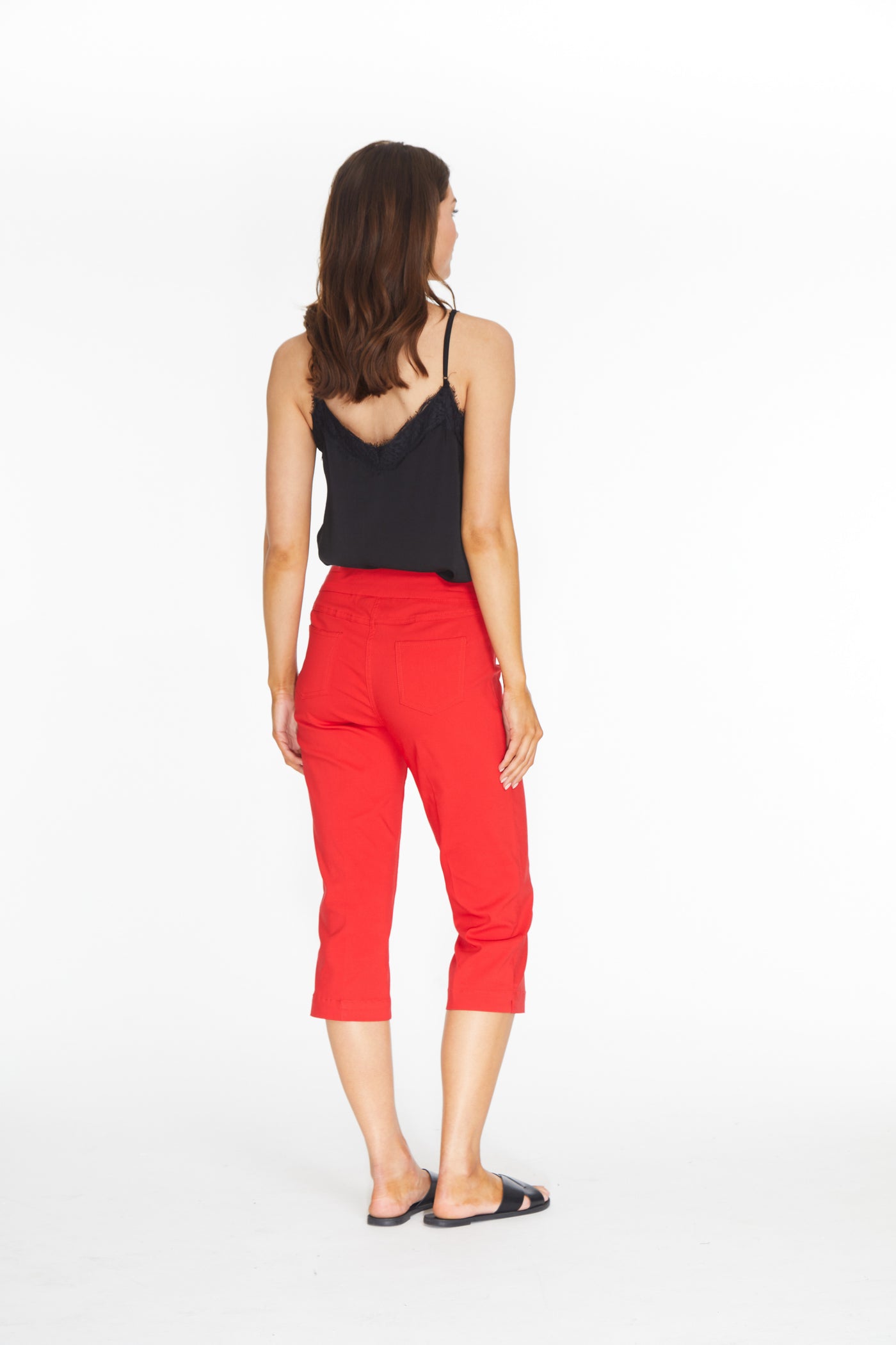 Pull-On Capri Pant With Pockets - Red