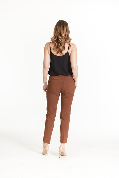 PULL-ON ANKLE PANT - Deep Brown