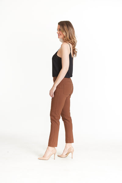 PULL-ON ANKLE PANT - Deep Brown