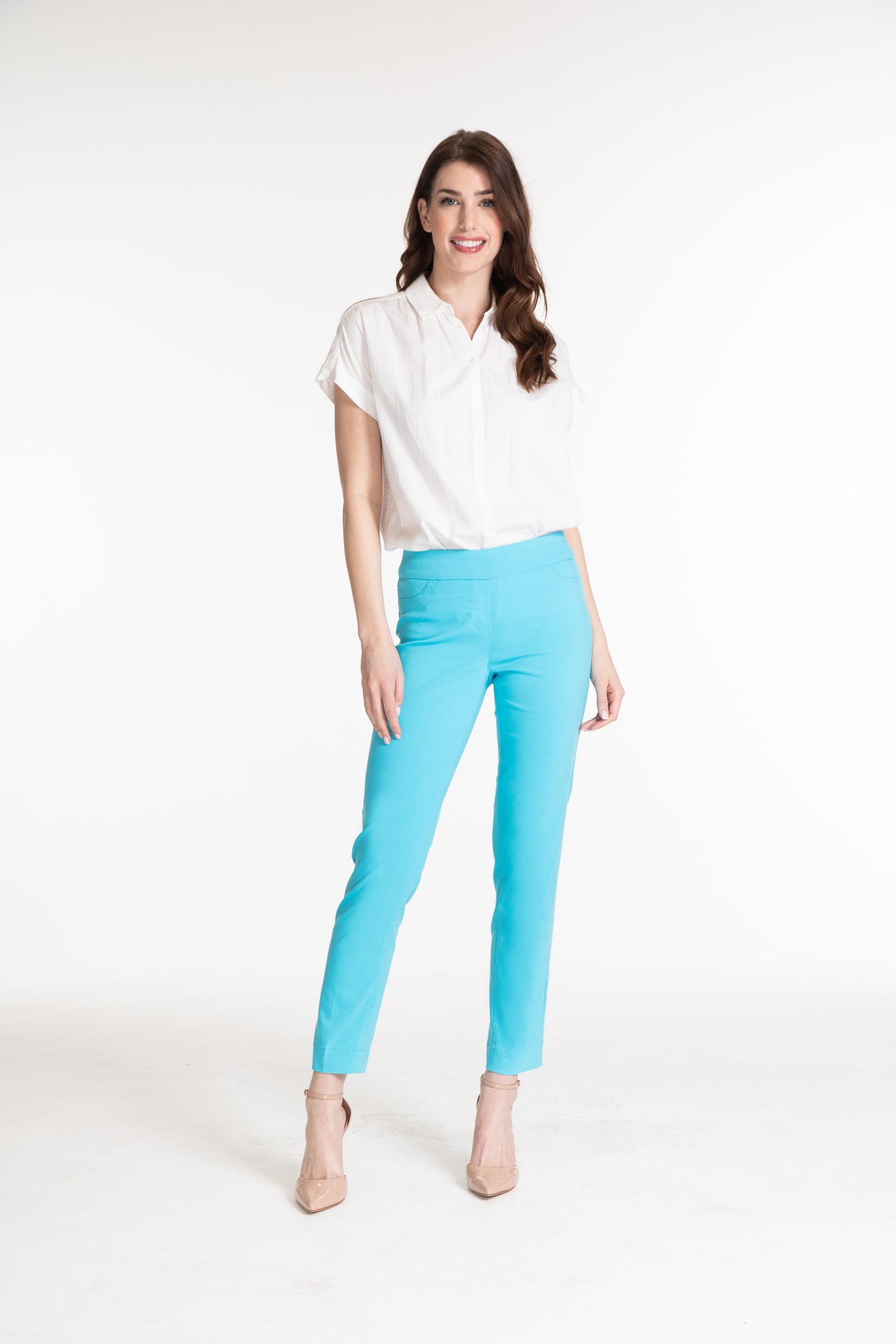PULL-ON ANKLE PANT - Light Turquoise