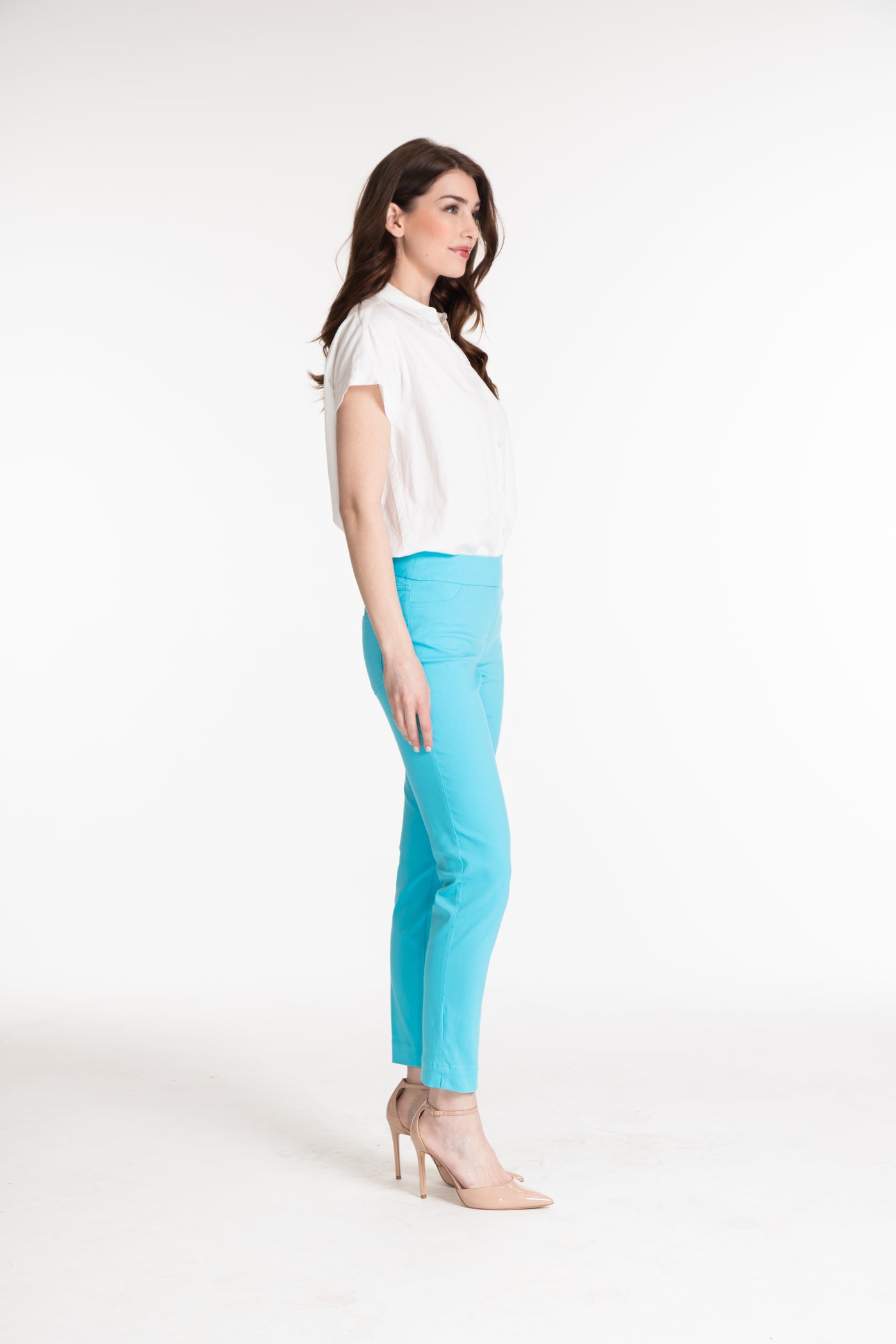 PULL-ON ANKLE PANT - Light Turquoise