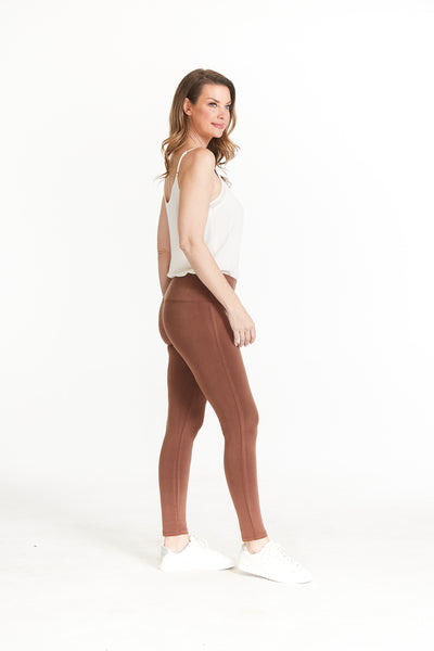 WIDE BAND PULL-ON ANKLE LEGGING - Mocha