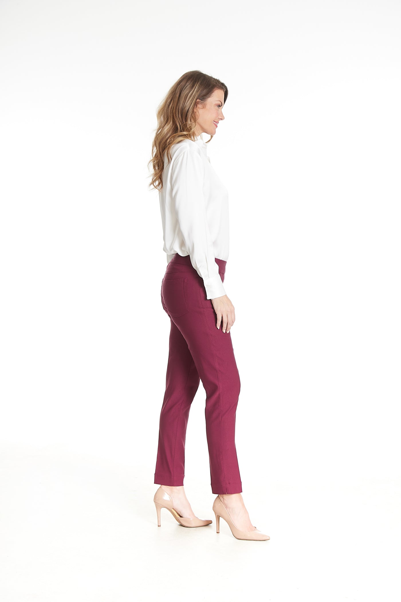 PULL-ON ANKLE PANT WITH REAL FRONT AND BACK POCKETS - Beet