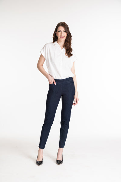 PULL-ON ANKLE PANT WITH REAL FRONT AND BACK POCKETS - Denim