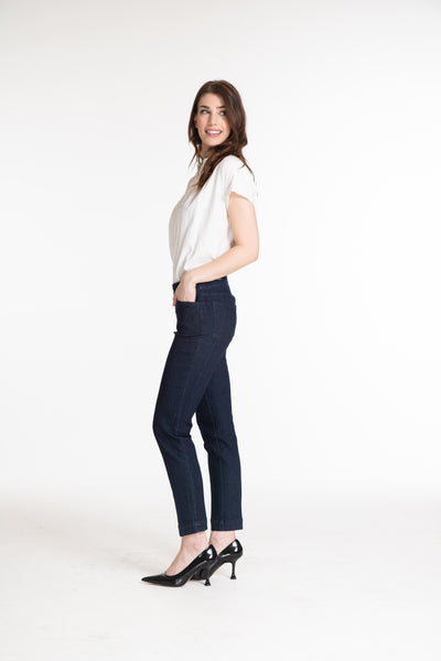 PULL-ON ANKLE PANT WITH REAL FRONT AND BACK POCKETS - Denim