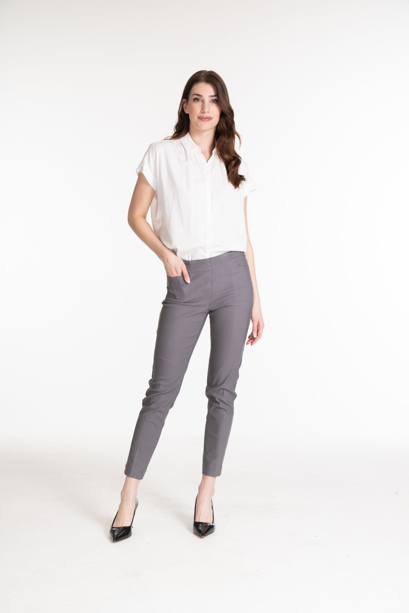 PULL-ON ANKLE PANT WITH REAL FRONT AND BACK POCKETS - Dark Charcoal